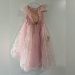 Pink Tulle Dress with Gold Accents